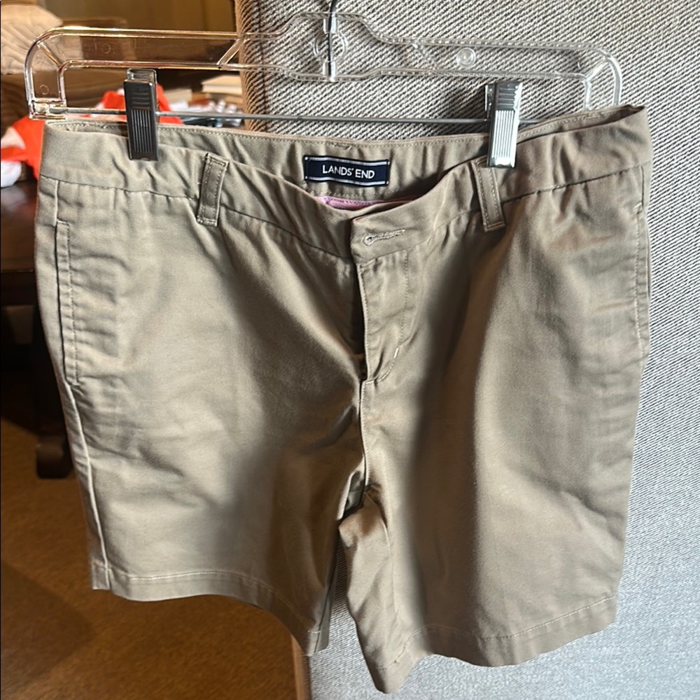 Lands' End Tan Flat Front Shorts